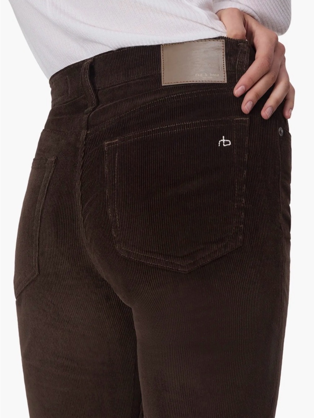 rag & bone Dark Brown Corduroy Pants - Peyton Mid-Rise Full Length Bootcut - Picture 4 of 8